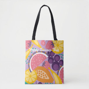 Bolso De Tela Happy summer time colorful fruit pattern purple