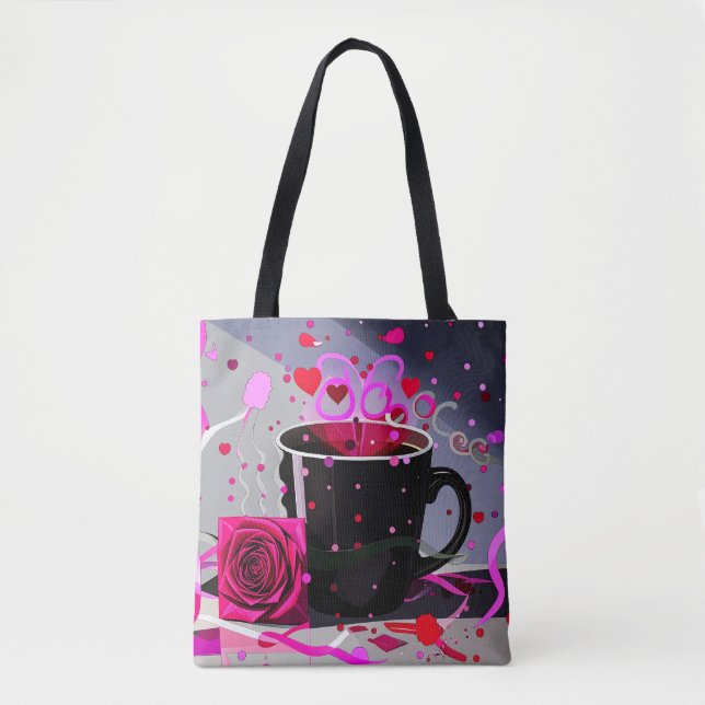 Bolso De Tela Happy Valentines Day Coffee and Confetti  (Anverso)