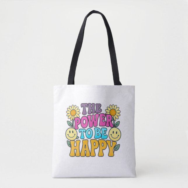 Bolso De Tela Happy Vibes Tote Bag (Anverso)