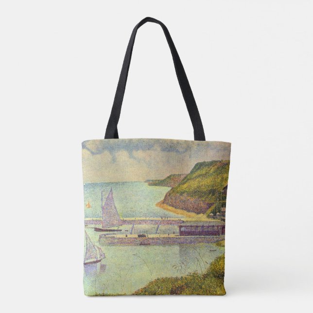 Bolso De Tela Harbour Port-en-Bessin High Tide by Georges Seurat (Reverso)