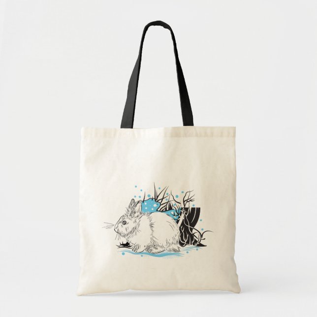 Bolso De Tela Hare blanca de invierno (Frente)