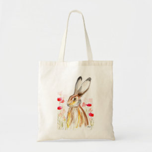 Bolso De Tela Hare Watercolor Easter Rabbit Animal Rústico Flora
