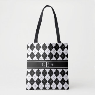 Bolso De Tela Harlequin blanco y negro