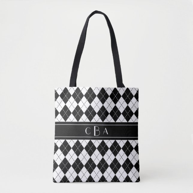 Bolso De Tela Harlequin blanco y negro (Anverso)