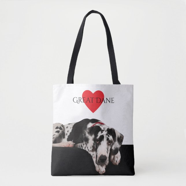 Bolso De Tela Harlequin great dane (Anverso)