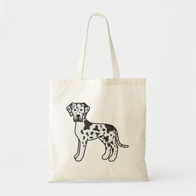 Bolso De Tela Harlequin Great Dane Cute Cartog Dog (Frente)