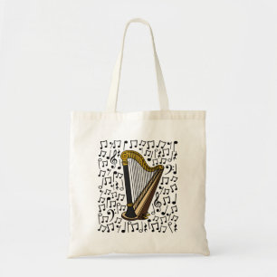 Bolso De Tela Harp Musical Notes, Harpist Music Teacher