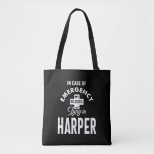 Bolso De Tela Harper Nombre Personalizado Regalo de Cumpleaños