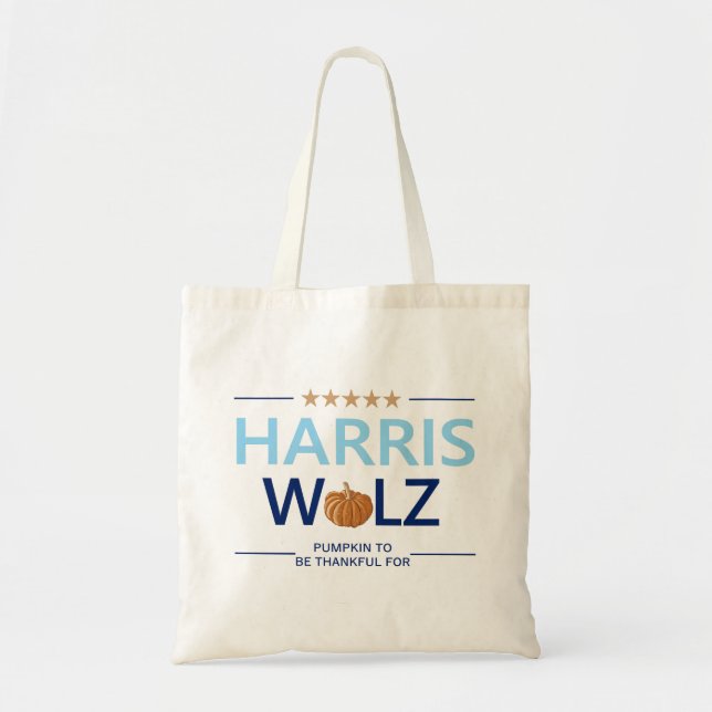 Bolso De Tela Harris Walz Halloween Calabaza para agradecer (Frente)