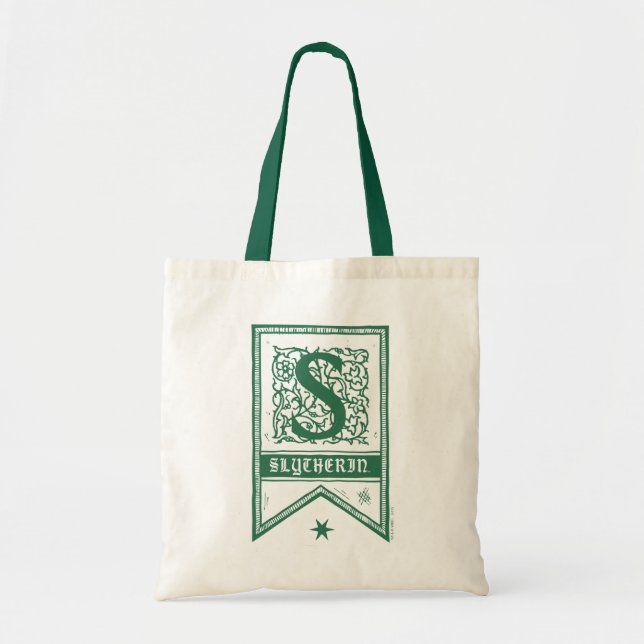 Bolso De Tela Harry Potter | Banner de Monograma de Slytherin (Frente)
