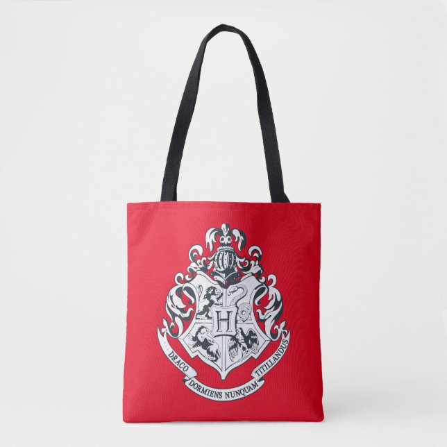 Bolso De Tela Harry Potter| Coplín Hogwares - Blanco y negro (Anverso)
