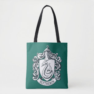 Bolso De Tela Harry Potter Escudo de Slytherin - Blanco y Negr