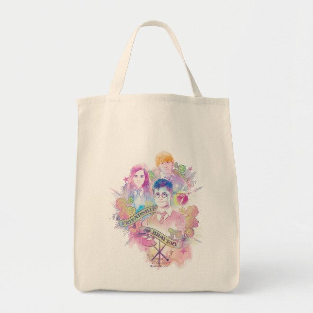 Bolso De Tela Harry Potter Spell | Harry, Hermione y Ron Waterc (Frente)
