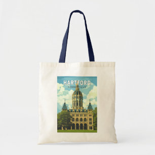 Bolso De Tela Hartford Connecticut Viajes Arte Vintage