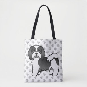 Bolso De Tela Havanés blanco y negro Perro de dibujos animados l