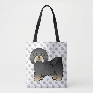 Bolso De Tela Havanés negro y bronceado, perro de dibujos animad