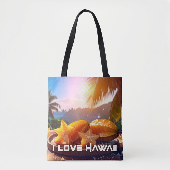 BOLSO DE TELA HAWÁI - AMO HAWÁI (Anverso)