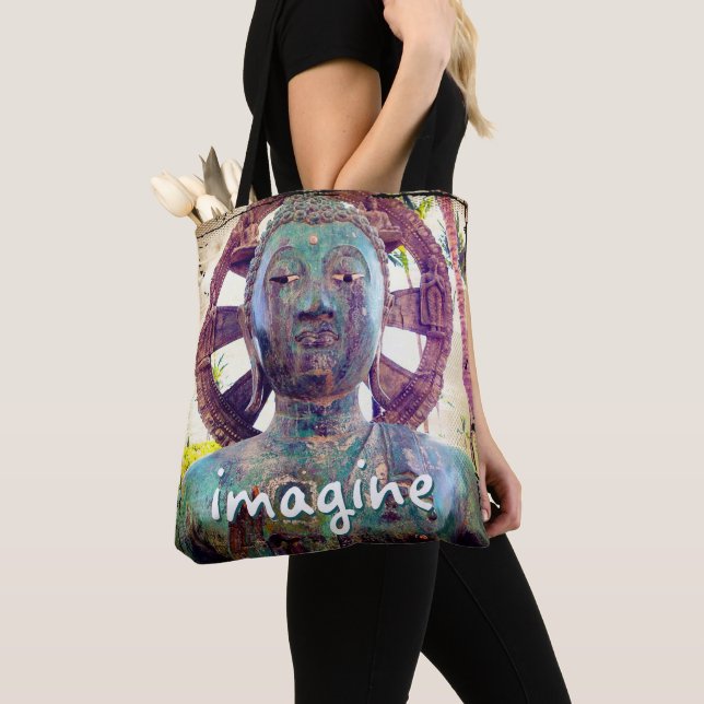 Bolso De Tela Hawai Turquoise Buddha Photo Imagine Script negrit (Detalle)