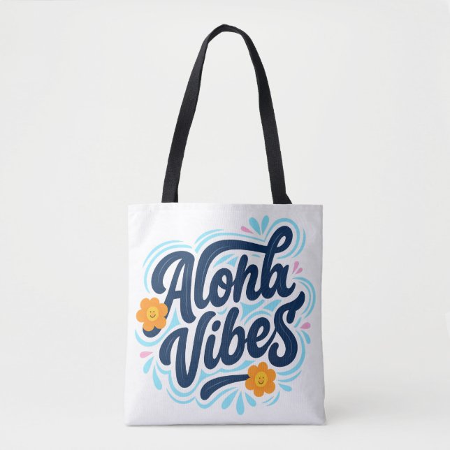Bolso De Tela Hawaii Aloha Vibes Hawaiian Island (Anverso)