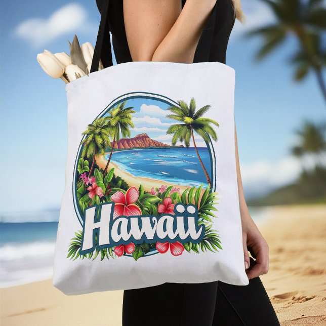 Bolso De Tela Hawaii Beach Tropical Flowers Mountains Travel Art (Hawaii Beach Tropical Flowers Mountains Travel Art Tote Bag)