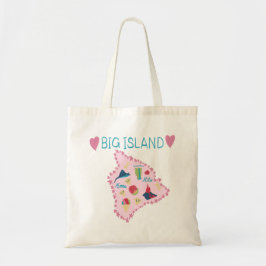 Bolso De Tela Hawaii Big Island Map Cute Pastel Illustration 