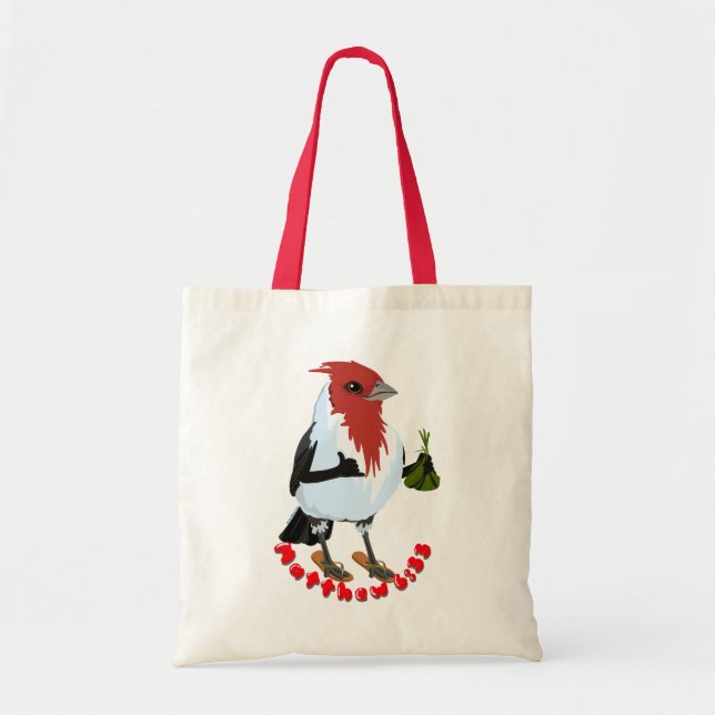 Bolso De Tela HAWAII RED CRESTED CARDINAL—Bible verse (Frente)