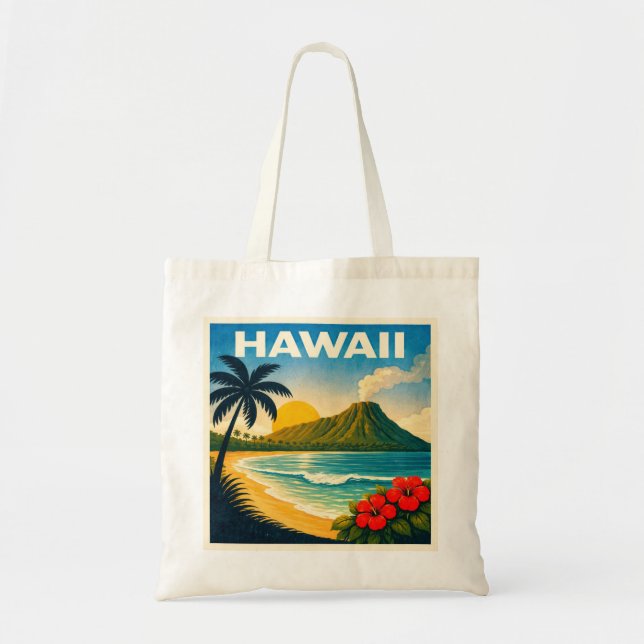 Bolso De Tela Hawaii Travel Poster (Frente)
