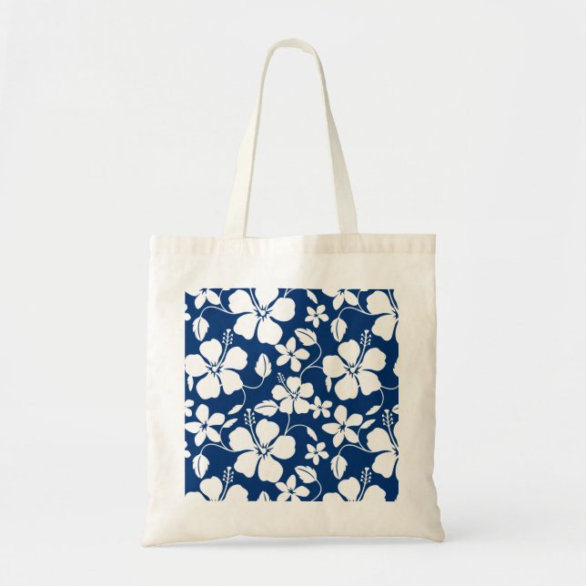BOLSO DE TELA HAWAIIAN HULA (HIBISCUS) NAVY (Frente)