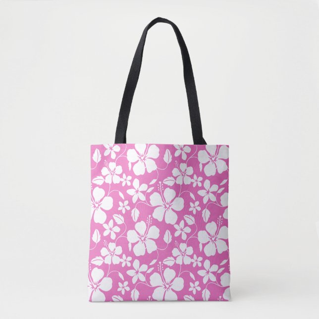 BOLSO DE TELA HAWAIIAN HULA (HIBISCUS) PINK (Anverso)