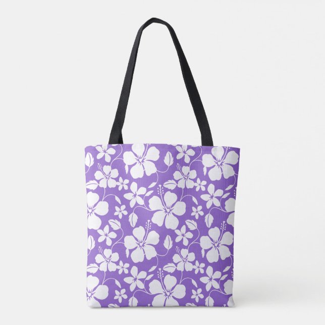 BOLSO DE TELA HAWAIIAN HULA (HIBISCUS) PURPLE LUMINOSO (Reverso)