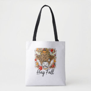 Bolso De Tela Hay Fall Highland Cow Leopard Acción de Gracias He