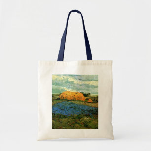 Bolso De Tela Haystacks Under a Rainy Sky de Vincent van Gogh