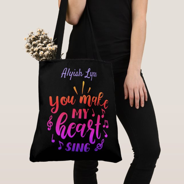 Bolso De Tela Haz que mi corazón cante (Detalle)