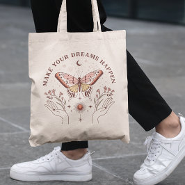 Bolso De Tela Haz que tus sueños ocurran mariposa boho