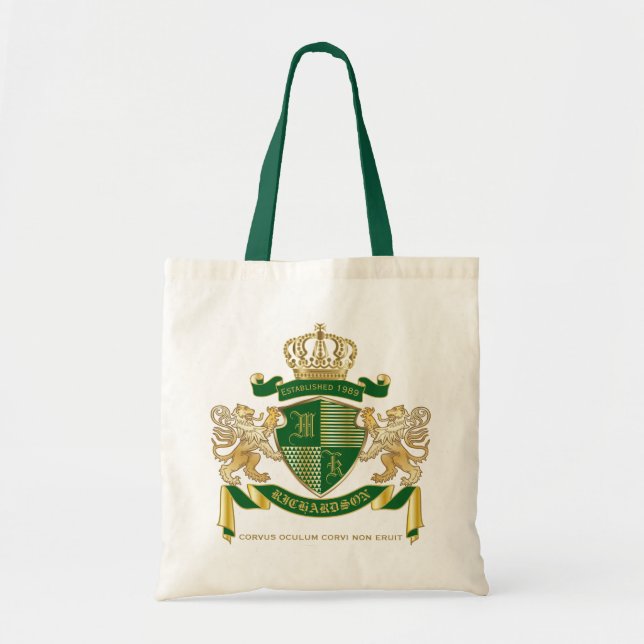 Bolso De Tela Haz tu propio escudo de armas Emblema de León de O (Frente)