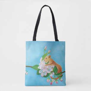 Bolso De Tela Hazel Dormouse en una rama floreciente