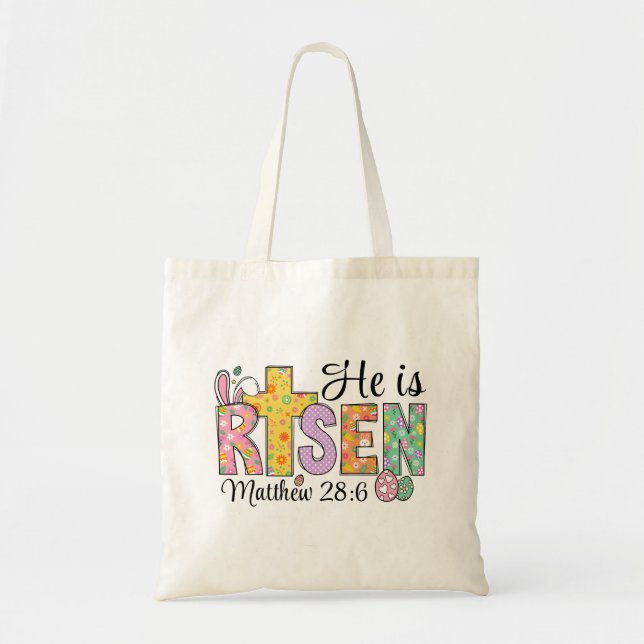 Bolso De Tela He Is Risen Easter Christian Tote Bag (Frente)