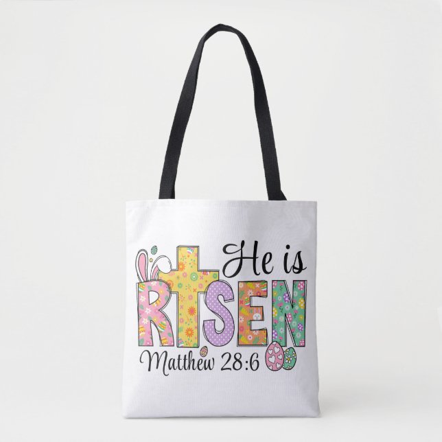Bolso De Tela He Is Risen Easter Christian Tote Bag (Anverso)