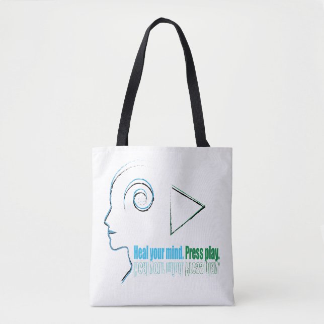 Bolso De Tela Heal your mind, Press play (Anverso)