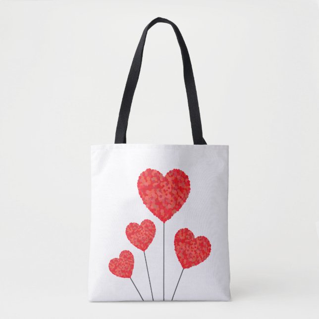 Bolso De Tela Heart Balloons Illustration Design (Anverso)