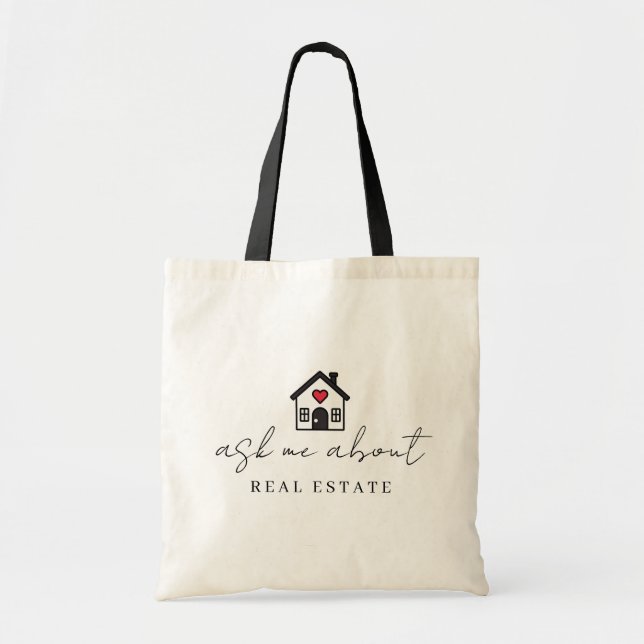 Bolso De Tela Heart House me pregunta sobre promoción inmobiliar (Frente)