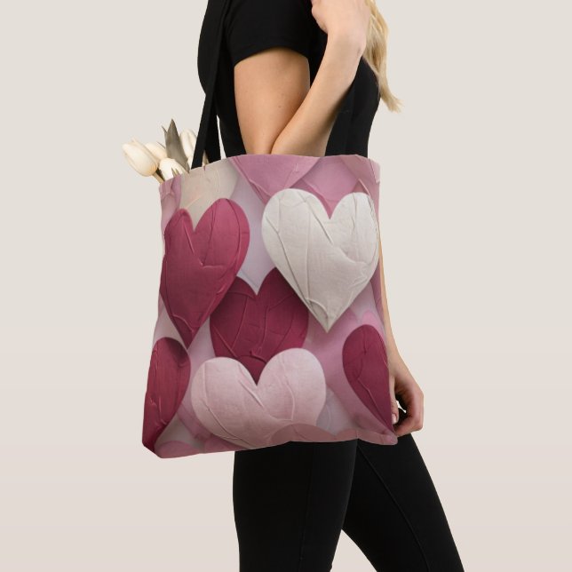Bolso De Tela Heart Pattern Tote Bag Cute Valentine Love bag (Detalle)