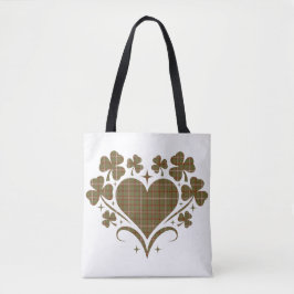Bolso De Tela Heart Shamrock Plaid Olive Classic Clover