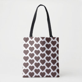 Bolso De Tela Heart Shaped Plaid Brown Blue