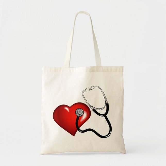 Bolso De Tela Heart Stethoscope Personalized Nurse Medical (Frente)