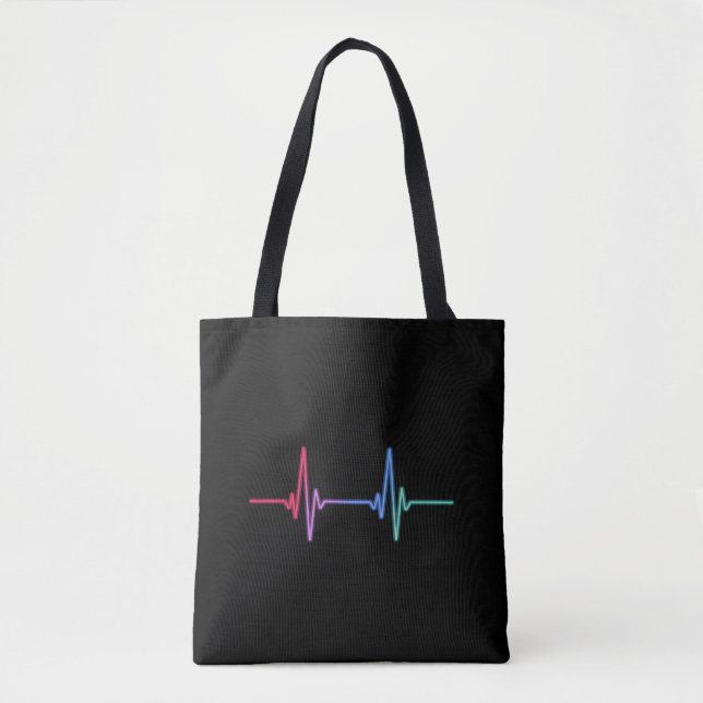 Bolso De Tela Heartbeat Orgullo arcoíris Aliado LGBTQ (Anverso)