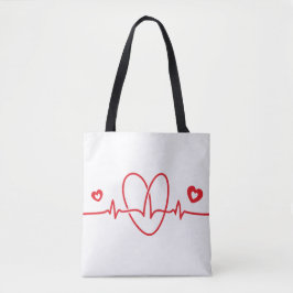 Bolso De Tela Heartbeat Scribbles