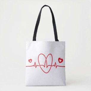 Bolso De Tela Heartbeat Scribbles