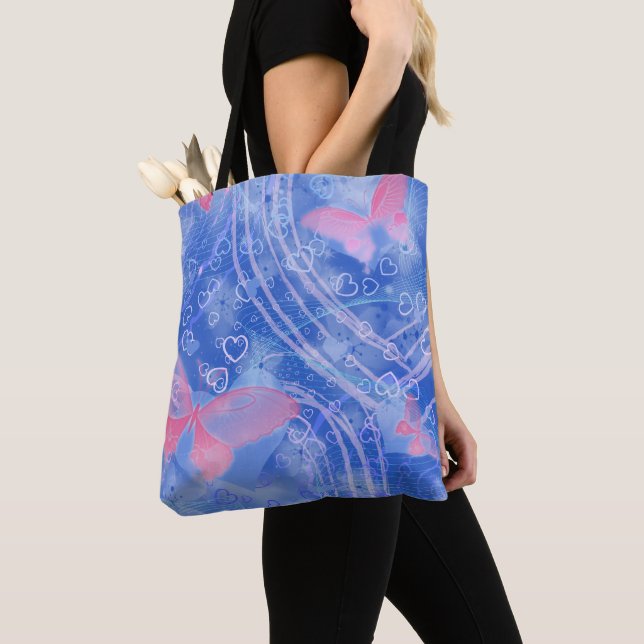 Bolso De Tela Hearts & Butterfly - All Over Print Tote (Detalle)
