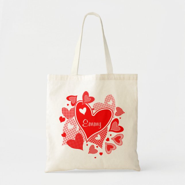 Bolso De Tela Hearts de Valentine's nombrada (Frente)